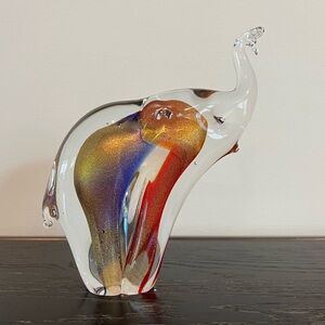 Murano Glass Elephant Trunk Up Paperweight Figurine Art